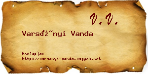 Varsányi Vanda névjegykártya